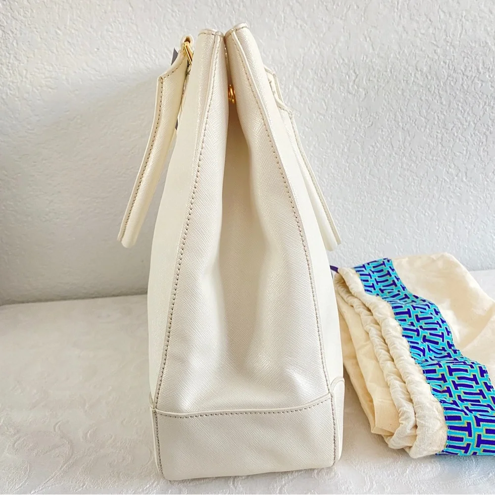 Tory Burch ivory large Saffiano leather Tote Bag